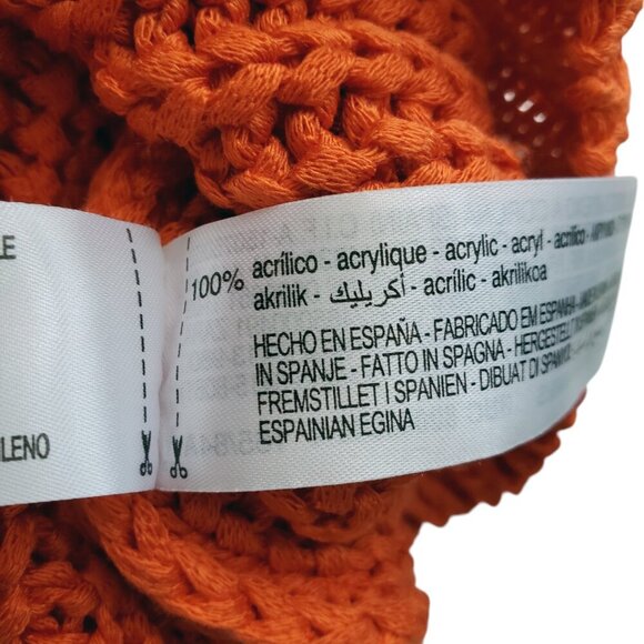 Zara Cropped Orange Knit Sleeveless 3 Button Vest / Cardigan Size S - Picture 7 of 11